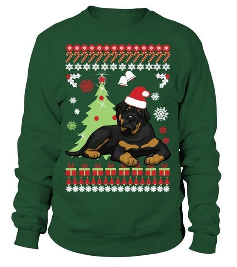 Unisex Adults & Kids Festive Rottweiler Christmas Sweatshirt.